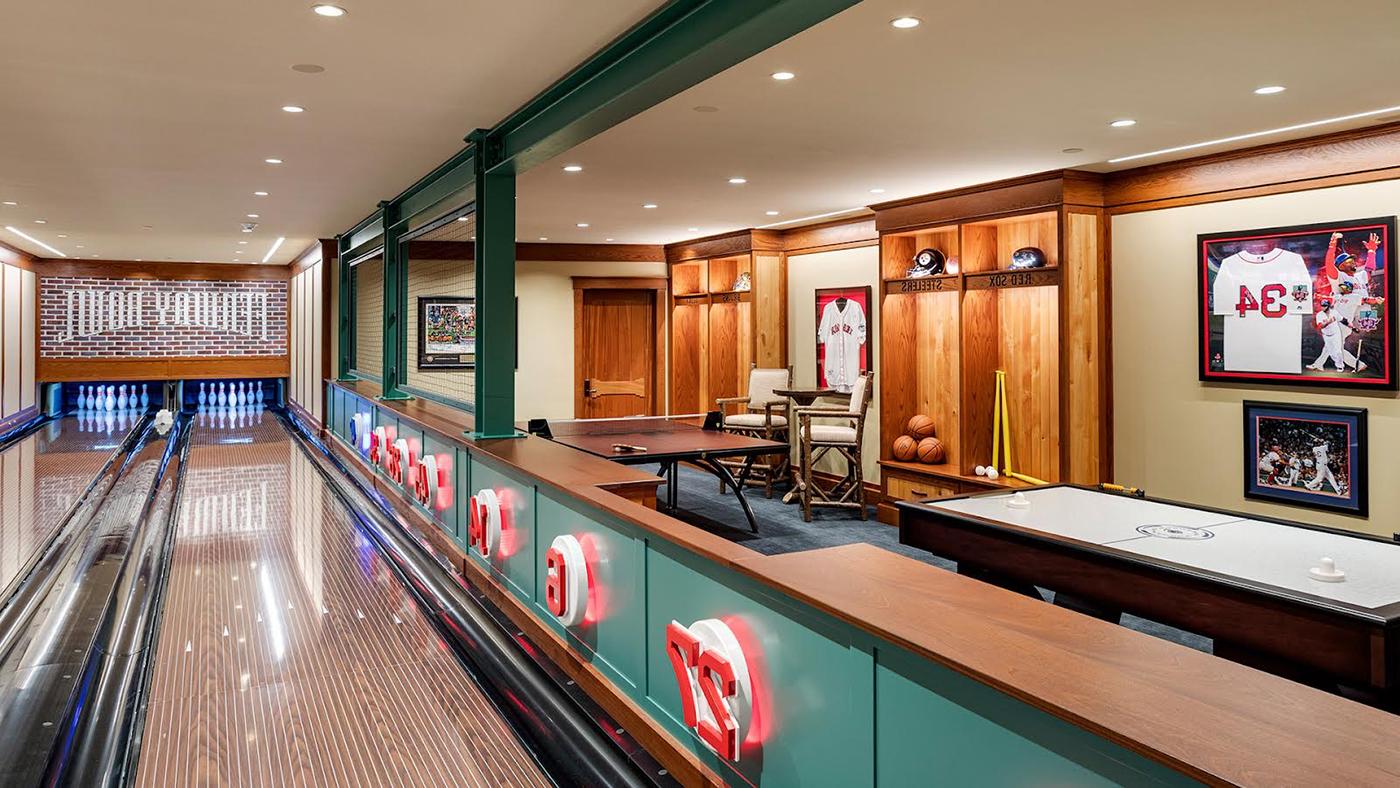Home Bowling Alley in Basement - Battle Associate Architects; Wood & Clay, Inc.; Greg Premru Photography